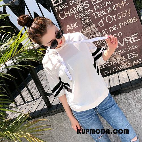 Koszulki Damskie Swag Moda Z Kapturem Rękawy Eleganckie 2018 Mieszane Kolory Biały