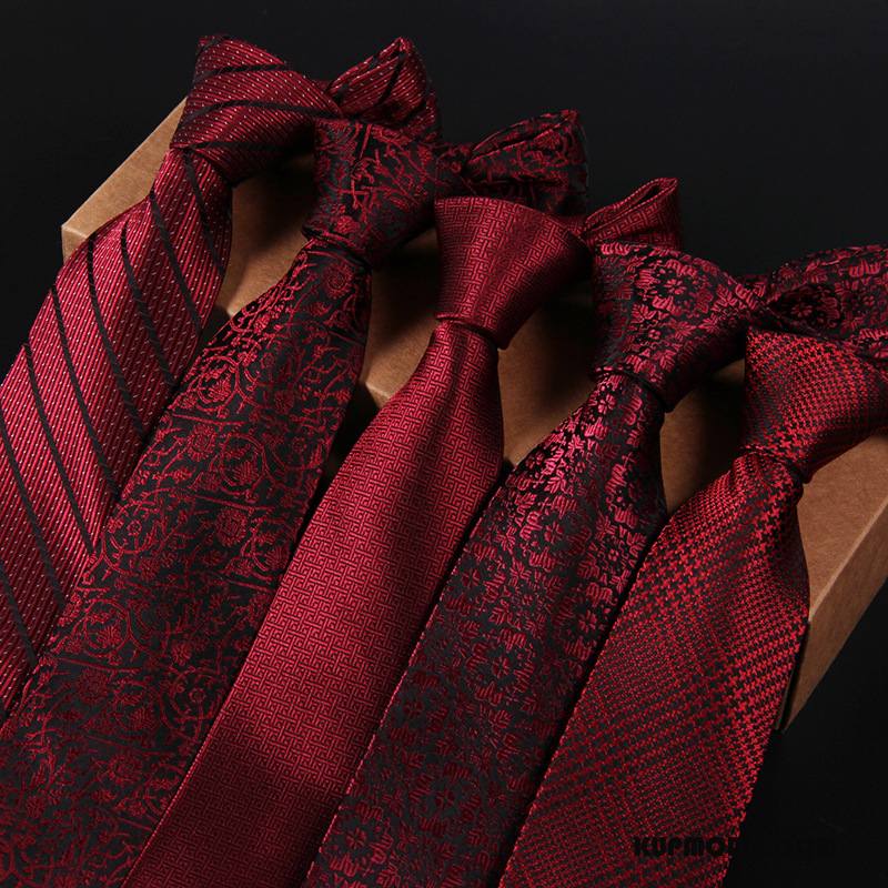 Krawat Męskie Casual Męska Moda Wąskie Ślubna Biznes Czerwony