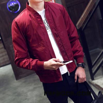 Kurtki Męskie Casual Cienkie 2018 Młodzież Slim Fit Płaszcz Burgund