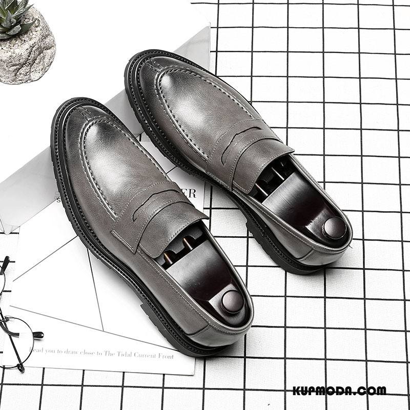 Mokasyny Męskie Slip On Casual Brytyjski Biznes Tendencja Buty Szary