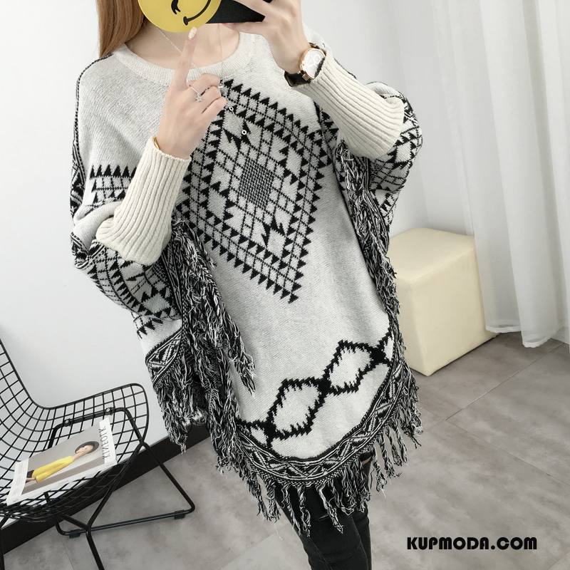 Swetry Damskie Piękny Moda Długi Rękaw Sweter Kardigan Z Dzianiny Eleganckie Biały